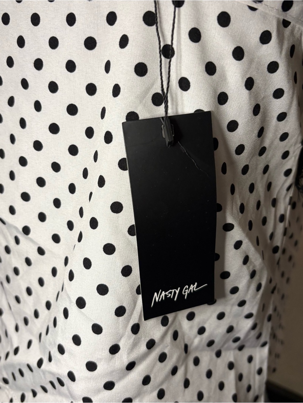 Nasty Gal White Polka Dot Cami with Black Lace Trim - Picture 6 of 6